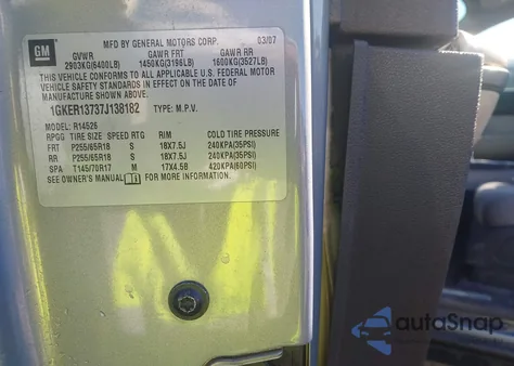 2007 GMC Acadia Sle-1 from USA, damaged, VIN 1GKER13737J138182